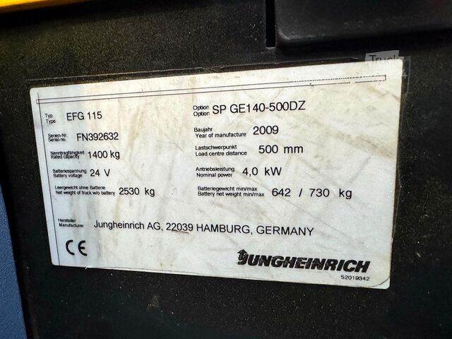 S+UVV 05/27 Seitensch. Elektro 10.574 h Jungheinrich EFG 115