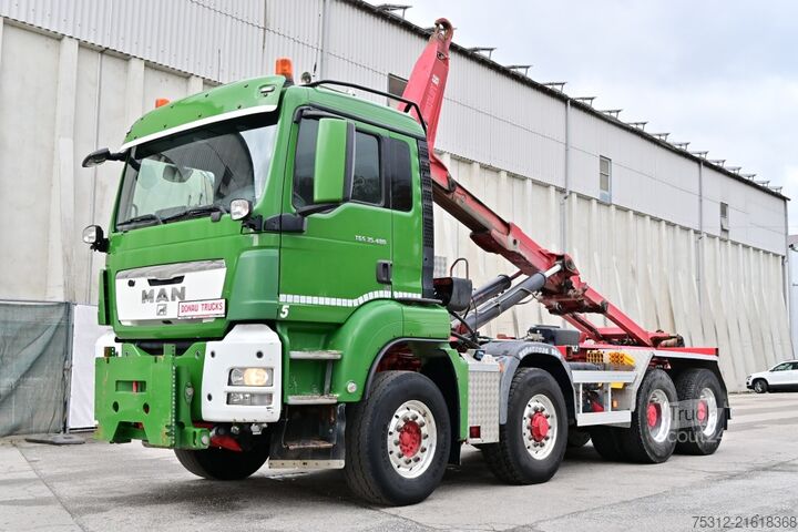 Roll-off tipper truck MAN TGS35.480  8x6 Allrad-HD Pritarder AHK Alufelgen