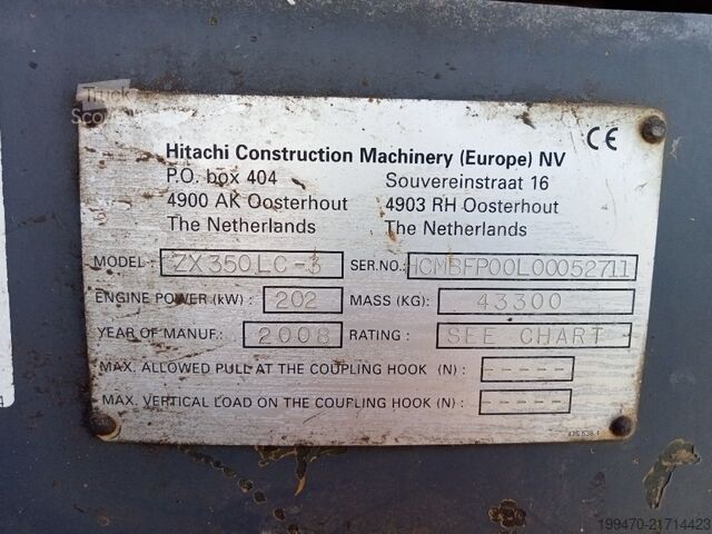 Sloopexcavator Hitachi ZX350LC-3 with standard earth boom and long-front boom