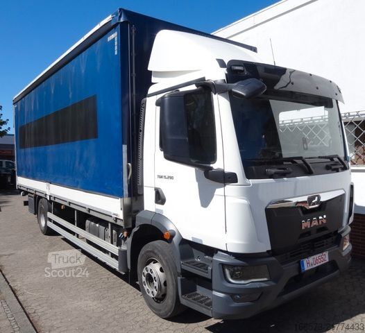 Camião plataforma com lona MAN TGM 15.290 BL Schiebeplane mit Edscha