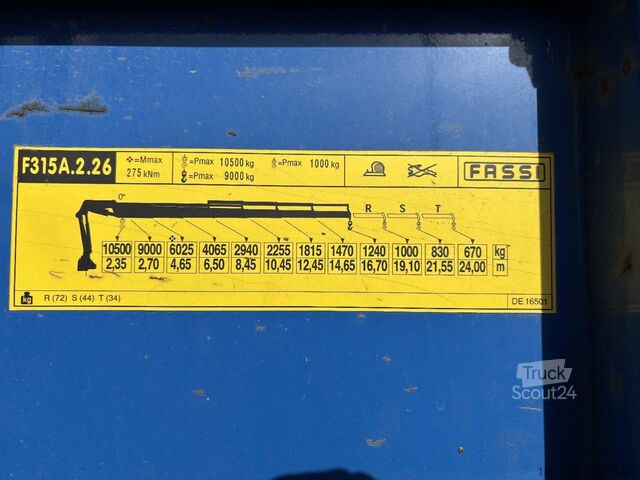 Platformă cu macara DAF CF 480 8x4 E6 / Fassi F315A.2.26 crane