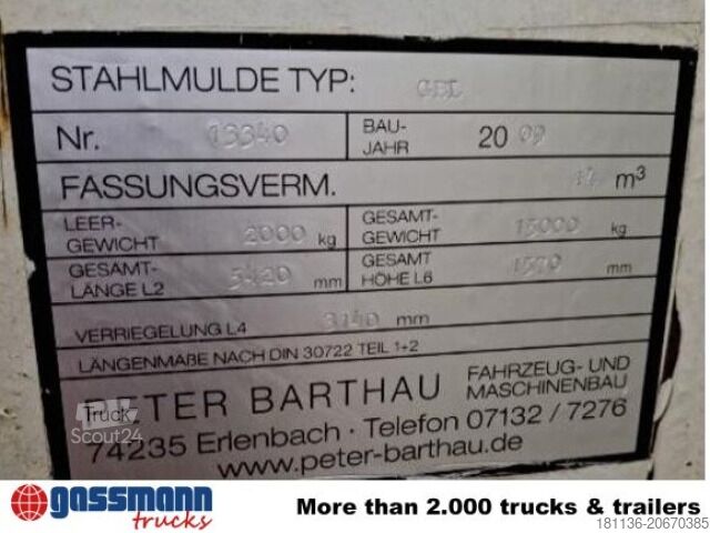 Roll-off container Peter Barthau Abrollcontainer 19 cbm, Flügeltüren