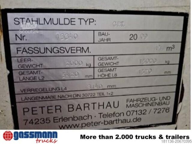 Roll-off container Peter Barthau Abrollcontainer 14 cbm, Flügeltüren