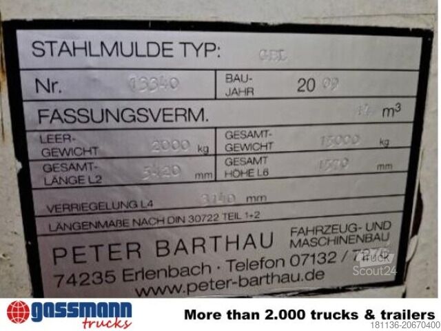 Roll-off container Peter Barthau Abrollcontainer 14 cbm, Flügeltüren