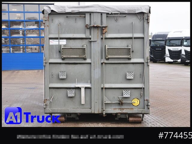 Abrollkipper POL OSTEG Abrollcontainer 47,5m³, Mulde, Dachplane, Portaltür