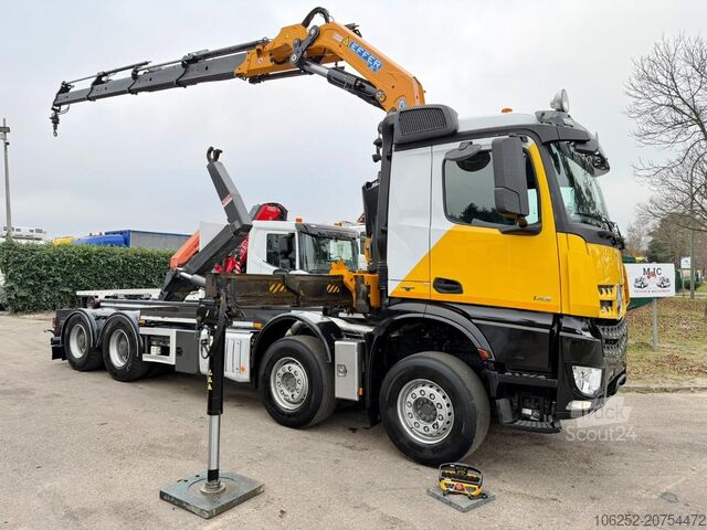 Containertransport (haakarmsysteem) Mercedes-Benz AROCS 4143 8X4 WAF HOOKLIFT + CRANE EFFER 395 4...