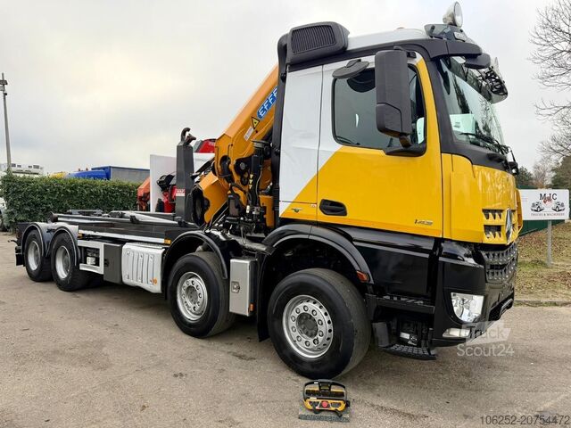 Containertransport (haakarmsysteem) Mercedes-Benz AROCS 4143 8X4 WAF HOOKLIFT + CRANE EFFER 395 4...