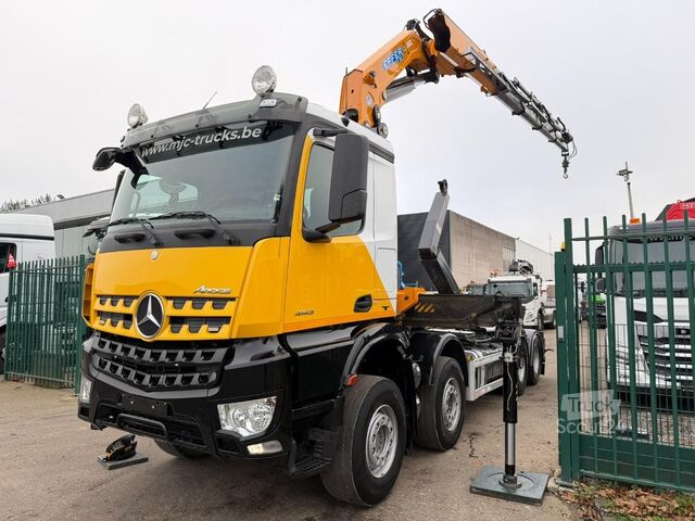 Containertransport (haakarmsysteem) Mercedes-Benz AROCS 4143 8X4 WAF HOOKLIFT + CRANE EFFER 395 4...