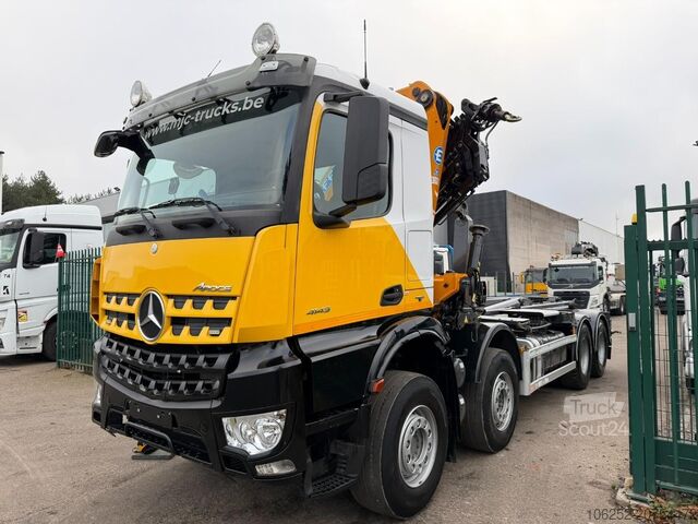 Containertransport (haakarmsysteem) Mercedes-Benz AROCS 4143 8X4 WAF HOOKLIFT + CRANE EFFER 395 4...