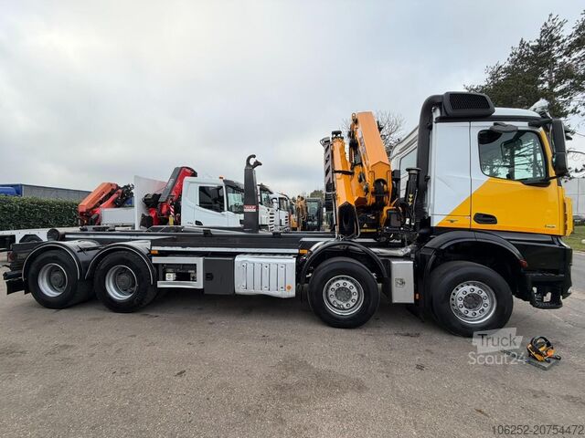 Containertransport (haakarmsysteem) Mercedes-Benz AROCS 4143 8X4 WAF HOOKLIFT + CRANE EFFER 395 4...
