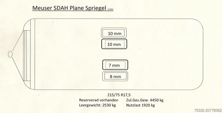 Remorque ouverte avec bâche Meuser 1 achs Jumbo 62 m luft 7,7 zwilling GG: