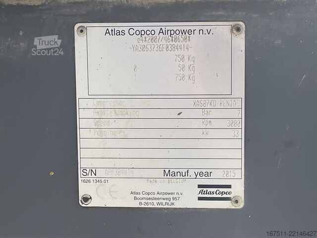 Chladicí kompresor Atlas Copco XAS 87