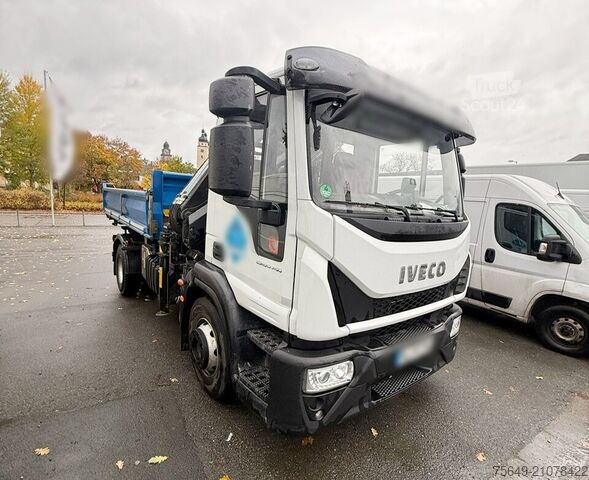 Three-sided tipper truck Iveco EuroCargo ML160E28K 4x2 EuroCargo ML160E28K 4x2, Kran Hiab 099E-3 HiDuo, Funk