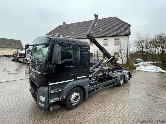 Camion benne à bras amovible MAN TGX 26.440 LL Abroller Meiller RK20.67 Lenk Reta