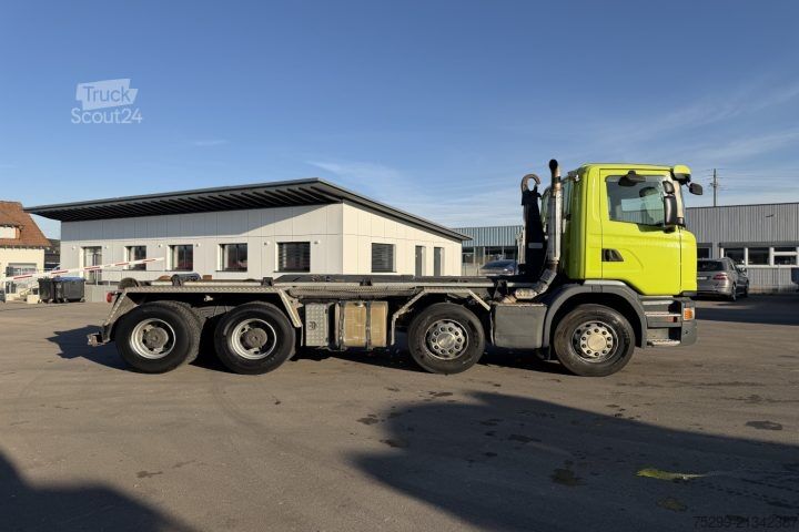 Camião porta-contentores de gancho Scania G450 CB 8x4 Trösch / Swiss-Vehicle