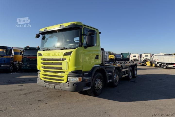 Camião porta-contentores de gancho Scania G450 CB 8x4 Trösch / Swiss-Vehicle