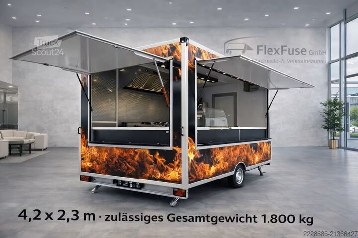 Tirdzniecības piekabe ar gāzes iekārtu Imbissanhänger , Grillwagen Bar Sofort verfügbar | Finanzierung möglich