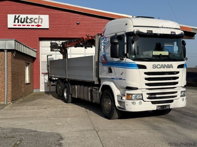Vrachtauto met open laadbak SCANIA G 450 6x2/2 Baustoff + Kran Atlas 186.3