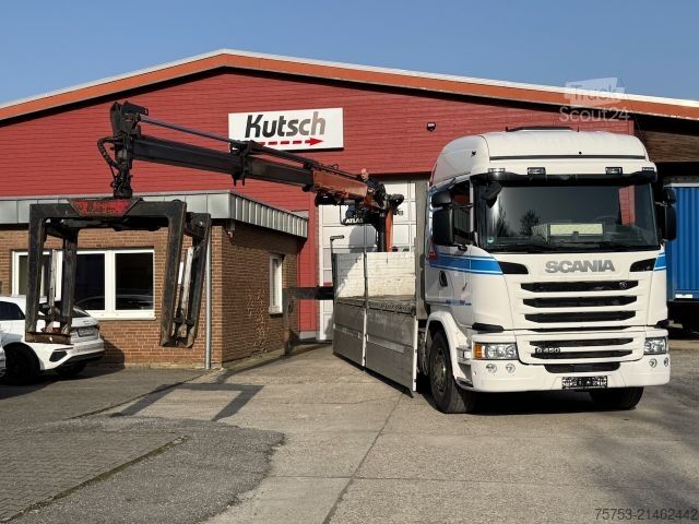 Vrachtauto met open laadbak SCANIA G 450 6x2/2 Baustoff + Kran Atlas 186.3
