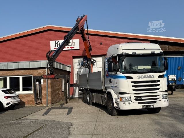 Vrachtauto met open laadbak SCANIA G 450 6x2/2 Baustoff + Kran Atlas 186.3