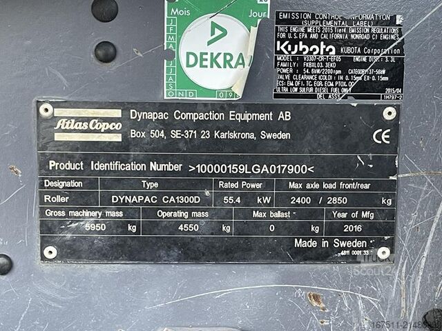 Rodillo tándem Atlas Copco DYNAPAC CA 1300 D