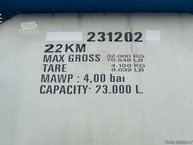 Cisterninis konteineris Van Hool 20FT ISO / 23.000L /  PORTABLE T11 / 22KM  / va...