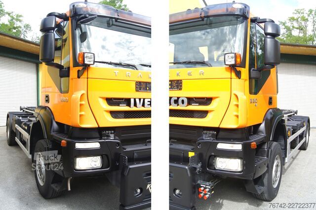 Kampós konténerszállító teherautó Iveco 190T33 TRAKKER 4x4/ TÜV/ MULTILIFT/Winterdienst