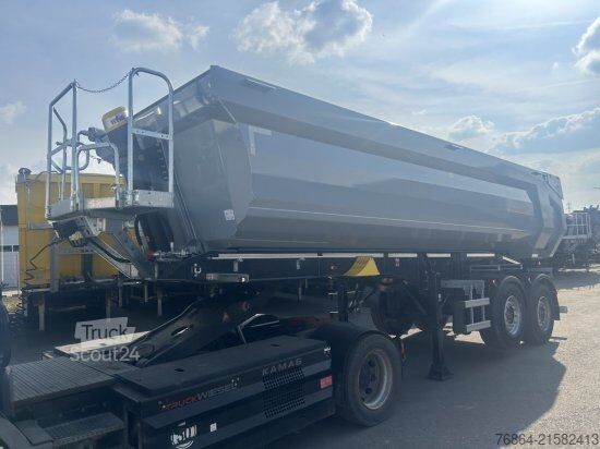 Kipper Auflieger SCHWARZMüLLER STAHLRUNDMULDE 25 M³, LIFTACHSE, ROLLPLANE, HYDR. KLAPPE SOFORT VERFüGBAR