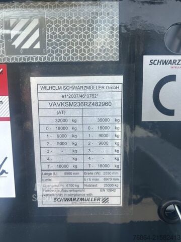 Kipper Auflieger SCHWARZMüLLER STAHLRUNDMULDE 25 M³, LIFTACHSE, ROLLPLANE, HYDR. KLAPPE SOFORT VERFüGBAR