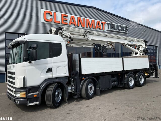 Kranbil Scania R 144 8x4 Retarder MKG Dachdecker Kran