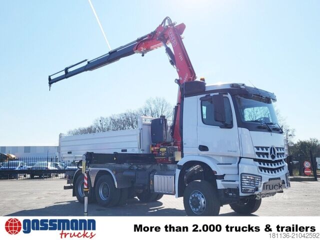 Camion benne Mercedes-Benz Arocs 3348 AK 6x6, Kran Fassi F255A.2.24,