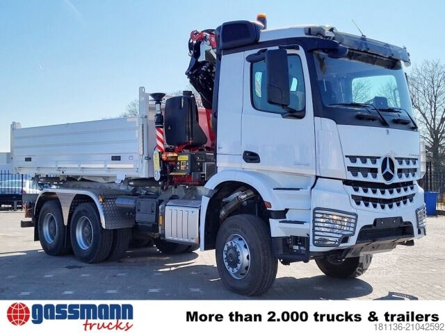 Camion benne Mercedes-Benz Arocs 3348 AK 6x6, Kran Fassi F255A.2.24,