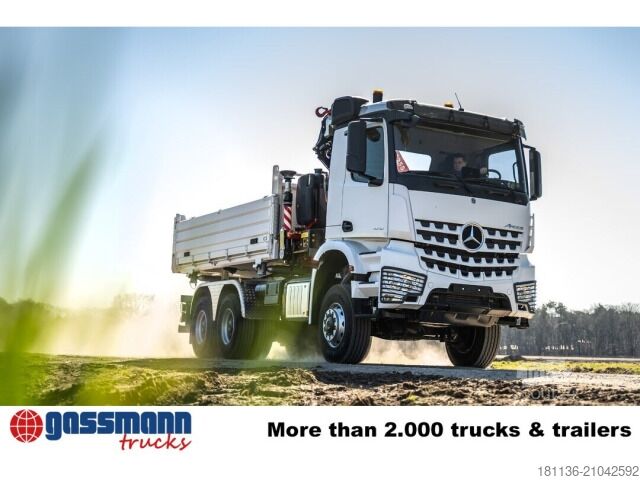 Camion benne Mercedes-Benz Arocs 3348 AK 6x6, Kran Fassi F255A.2.24,