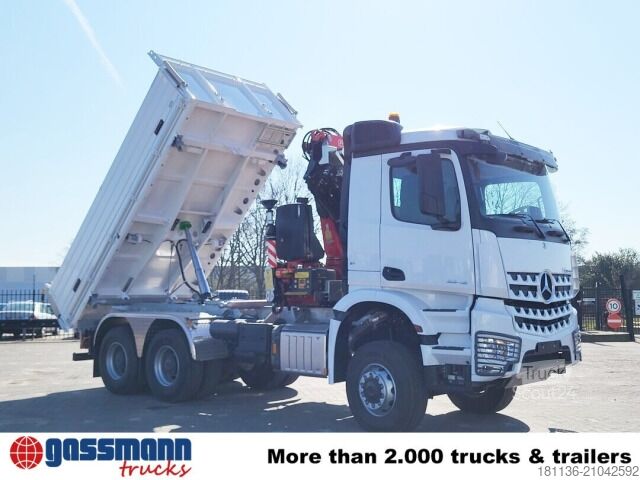 Camion benne Mercedes-Benz Arocs 3348 AK 6x6, Kran Fassi F255A.2.24,
