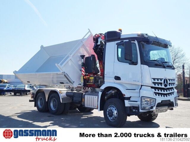 Camion benne Mercedes-Benz Arocs 3348 AK 6x6, Kran Fassi F255A.2.24,