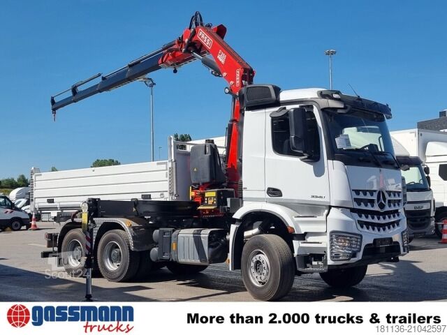 Camion benne Mercedes-Benz Arocs 3348 K 6x4, Kran Fassi F255A.2.24,