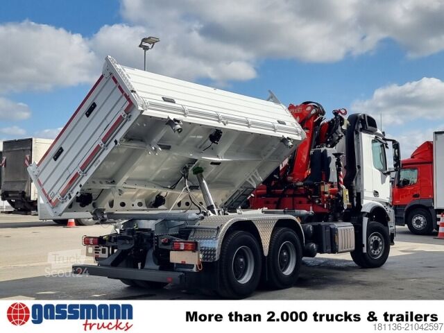 Camion benne Mercedes-Benz Arocs 3348 K 6x4, Kran Fassi F255A.2.24,