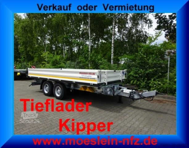 Kiepaanhangwagen Möslein TTD 13 Weiß  13 t Tandem 3- Seitenkipper Tieflader-- Neufahrzeug --