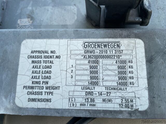 Caisse fermée Groenewegen DRO-14-27 3-Axle Closed Box / Koffer / BPW Axle...