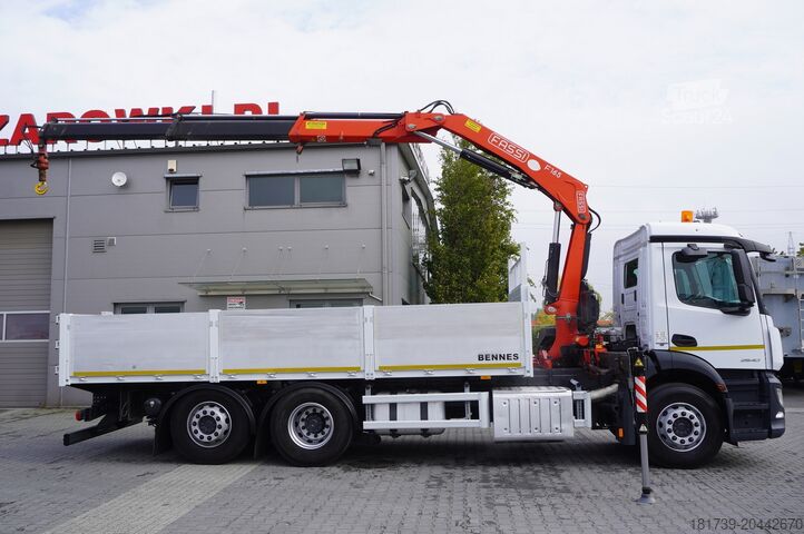Плоска платформа с кран Mercedes-Benz Antos 2540 / Flatbed 15 EPAL/ Fassi F165