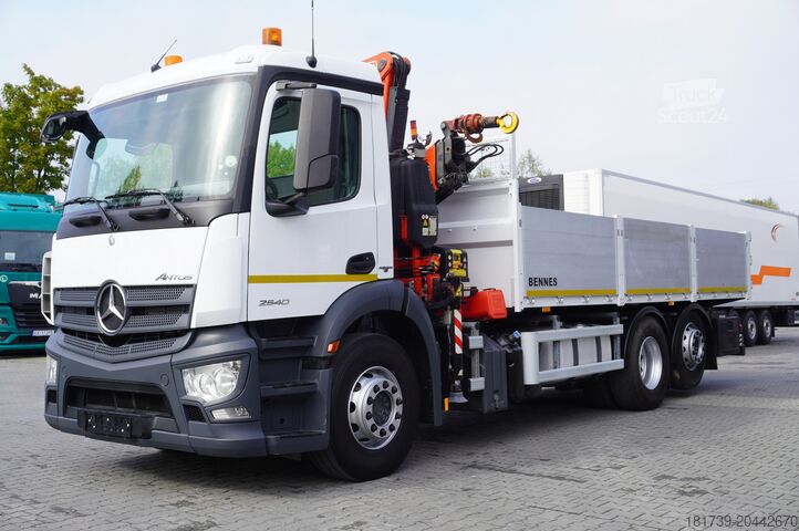 Плоска платформа с кран Mercedes-Benz Antos 2540 / Flatbed 15 EPAL/ Fassi F165