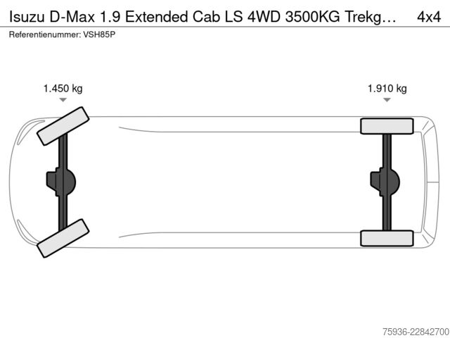يلتقط Isuzu D-Max 1.9 Extended Cab LS 4WD 3500KG Trekgewich...