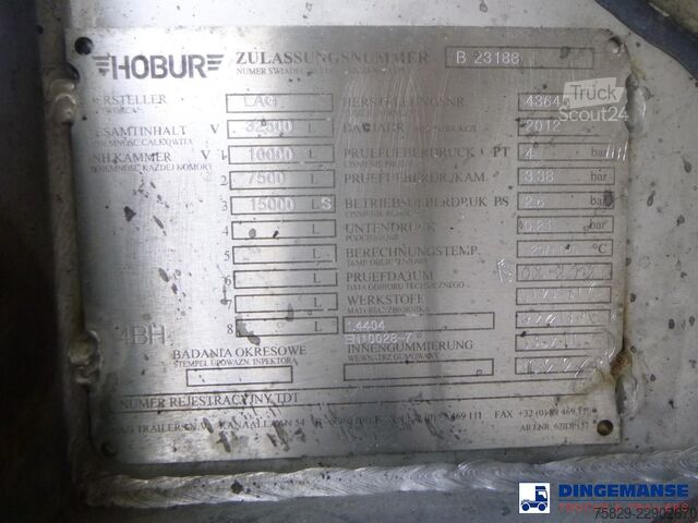  L.A.G. Chemical tank inox L4BH 32.5 m3 / 3 comp