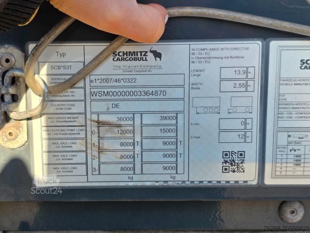 Auflieger mit Pritsche & Plane SCHMITZ CARGOBULL SCS 24/L / Palettenk. / Staplerh. / Lenkachse
