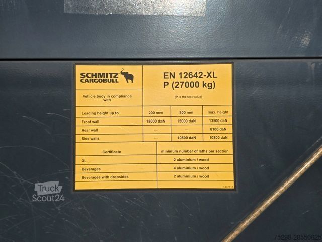Naczepa otwarta z plandeką SCHMITZ CARGOBULL SCS 24/L / Palettenk. / Staplerh. / Lenkachse
