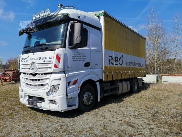 Camion cu platformă și prelată MERCEDES-BENZ 1845 Pritsche Plane