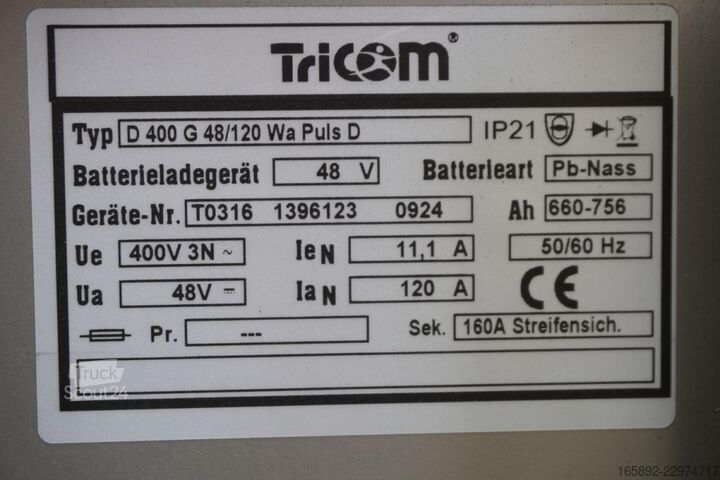 Gabelstaplerbatterie TRICOM D 400 G 48V/120 Wa Puls S