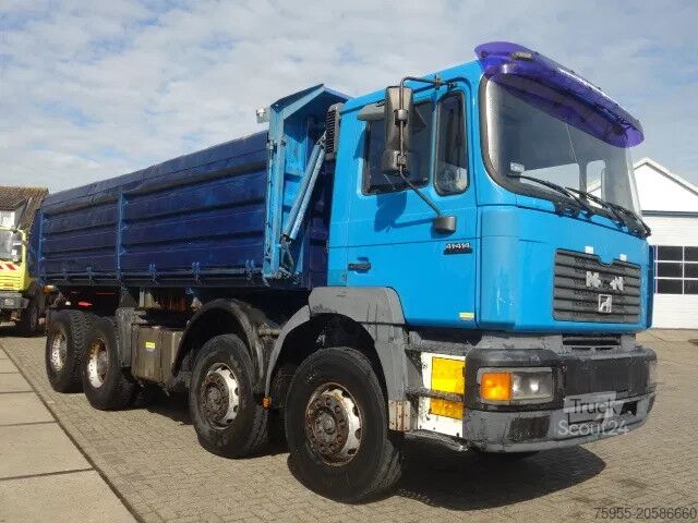 3-sided tipper MAN 41-414 MEILLER KIPPER 8X4,MANUAL POMP