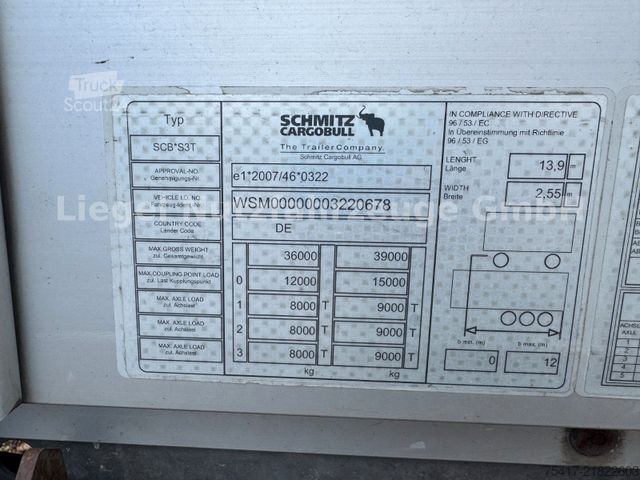 Открытый полуприцеп с тентом SCHMITZ CARGOBULL SCB S3T*standard*Lift*TÜV*Palettenkasten*