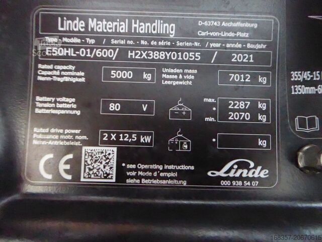 Čelní vysokozdvižný vozík Linde E50HL-01/600